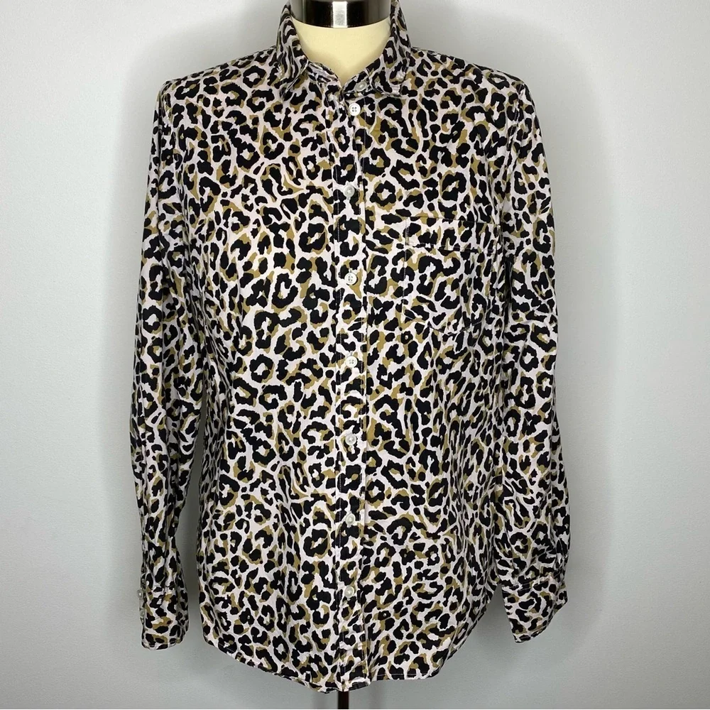 J. Crew Leopard Print Button-Up Shirt